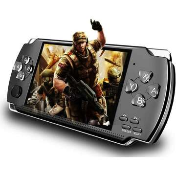 LKTINA 8GB 4.3’’ 1000 LCD Screen Handheld Portable Game Console, Built in 1200+Real Video Games with Media Player, for gba/gbc/SFC/fc/SMD Games, Best Gift for Kids and Adults -Black (Medium)
