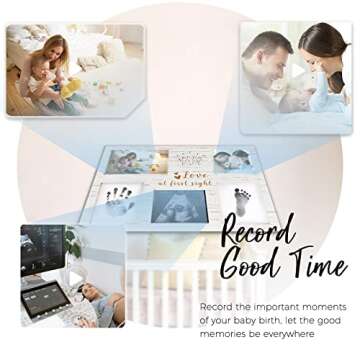 KOIKEY Baby Handprint Footprint Keepsake Gifts - Ultrasound and Newborn Picture White Nursery Decor Wood Frame Kit with No-Clean Print Pad for Baby Shower or New Parents Gift