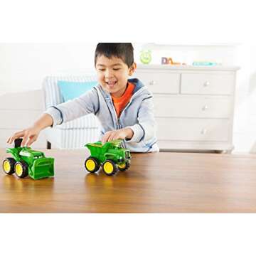 John Deere Sandbox Toys - Includes Dump Truck Toy and Tractor Toy with Loader, Kids Outdoor Toys - Easter Gifts for Kids, Frustration Free Packaging ,Green, Ages 18 Months and Up, 2 Count ( Pack of 1)