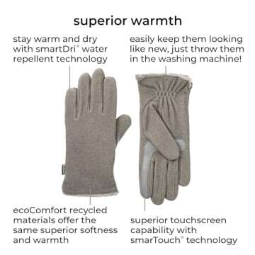 Isotoner Women's Stretch Fleece Gloves - Cozy Ivory, One Size