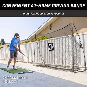 GoSports 10 ft x 7 ft Golf Practice Hitting Net - Personal Driving Range for Indoor or Outdoor Use