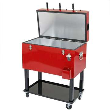 Portable Red Patio Cooler with Foosball - 68 Quart