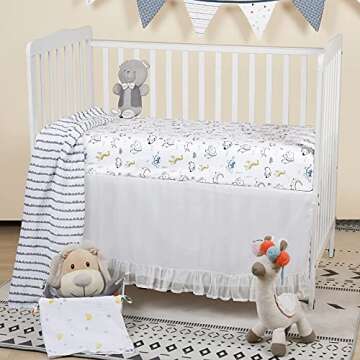 PHF 100% Cotton Sheets Fitted 2 Pack, Soft Breathable Comfortable Baby Sheet Set for Boys Girls Neutral, Premium Fits Standard Crib and Toddler Mattress 28in x 52in, Woodland Animals