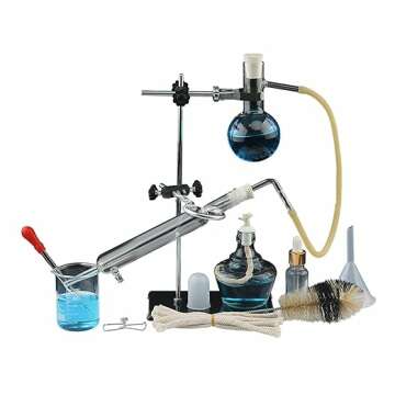 Glass Distillation Apparatus, Vacuum Distillation Equipment, Chemistry Lab Glassware Kit Glassware Kit Glass Distillation Industrial Science Distiller Pure Dew Purification Making Essential Oils