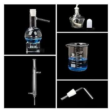 Glass Distillation Apparatus, Vacuum Distillation Equipment, Chemistry Lab Glassware Kit Glassware Kit Glass Distillation Industrial Science Distiller Pure Dew Purification Making Essential Oils