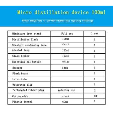 Glass Distillation Apparatus, Vacuum Distillation Equipment, Chemistry Lab Glassware Kit Glassware Kit Glass Distillation Industrial Science Distiller Pure Dew Purification Making Essential Oils