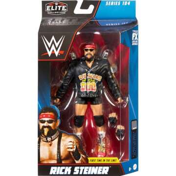 Mattel WWE Elite Collection Action Figure & Accessories, Series #104 Rick Steiner 6-inch Collectible with 25 Articulation Points & Swappable Hands