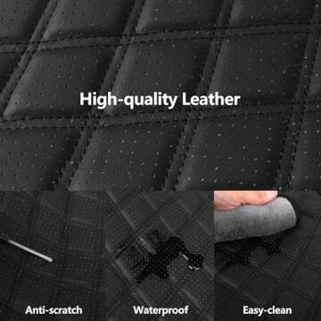 HChengkikz Car Seat Covers Full Set,Breathable and Waterproof Napa Leather Car Seat Cover,Interior Universal Fit for Cars,Sedans,SUVs,Vans,Trucks(Full Seat,Black)