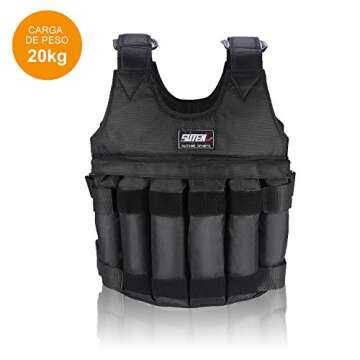 Weighted Vest, 20kg/44lbs Adjustable Exercise Weighted Vestfor Workout Fitness Resistance Training Boxing(Weights not Included)