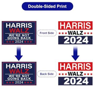 Harris Walz 2024 Yard Signs 2-Pack – Double-Sided Waterproof Yard Signs, 12x17 Inches with Metal H-Stakes – Kamala Harris Tim Walz Waltz Campaign Rally Placard Outdoor Lawn Garden Decoration