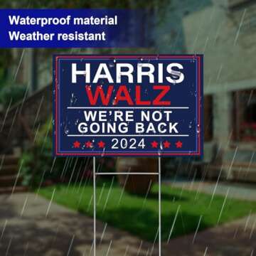 Harris Walz 2024 Yard Signs 2-Pack – Double-Sided Waterproof Yard Signs, 12x17 Inches with Metal H-Stakes – Kamala Harris Tim Walz Waltz Campaign Rally Placard Outdoor Lawn Garden Decoration