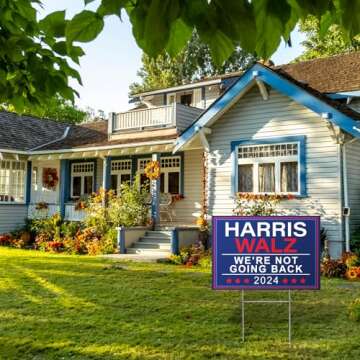 Harris Walz 2024 Yard Signs 2-Pack – Double-Sided Waterproof Yard Signs, 12x17 Inches with Metal H-Stakes – Kamala Harris Tim Walz Waltz Campaign Rally Placard Outdoor Lawn Garden Decoration