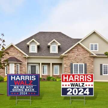 Harris Walz 2024 Yard Signs 2-Pack – Double-Sided Waterproof Yard Signs, 12x17 Inches with Metal H-Stakes – Kamala Harris Tim Walz Waltz Campaign Rally Placard Outdoor Lawn Garden Decoration