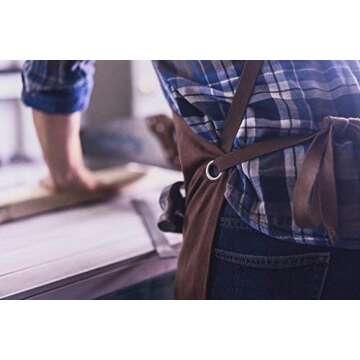 Texas Canvas Wares Woodworking Apron, Heavy Duty Waxed Canvas Work Apron With Pockets - M-XL Shop Apron for Men with Double Stitching, and Comfy Design - Brown, Adjustable Back Straps