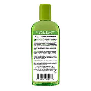 Hollywood Beauty Olive Hair Oil, 8oz Bottle, Also for Bath, Body and Nails, Fights hair breakage, Hair treatment, Adds shine, Heat Protection