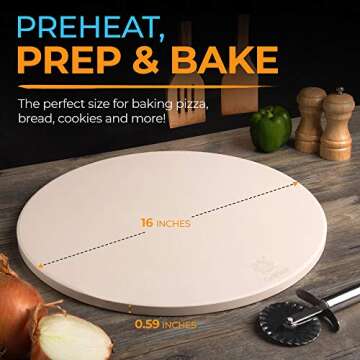 16 inch Pizza Stone for Oven and Grill Pizza Baking Stone - Pizza Stone for Grill and Oven Stone, Pizza Grill Bread Cookie Cooking Stone for Grilling Set Kit Pizza Stone 16 inch Round Large, GrillBee