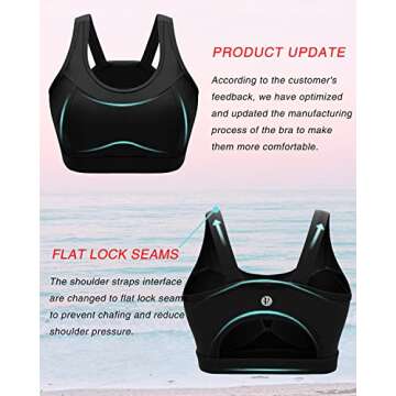 RUNNING GIRL High Impact Sports Bras for Women,Racerback Bra Workout Crop Tops for Women(WX2667 Black,S)