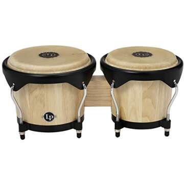 Latin Percussion LP601NY-AW LP City Wood Bongos - Natural 7-inch