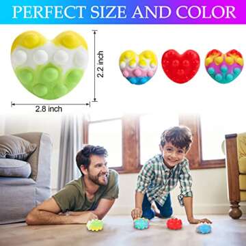 4 Pack Pop Stress Balls Fidget Toy, 3D Sensory Heart Balls Fidget Toys for Kids Adults, Push Bubble Pop Fidget Toys Autism Stress Relief Valentine Gift Classroom Exchange Party Favors