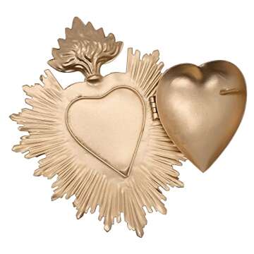 Milagro Heart Wall Ornament Ex Voto | Beautiful Sacred Heart Home Décor | Great Catholic Gift for Sacraments and Housewarming | Locket Space for Small Trinkets (Gold-Tone)