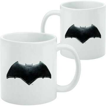 GRAPHICS & MORE Justice League Movie Batman Logo Ceramic Coffee Mug, Novelty Gift Mugs for Coffee, Tea and Hot Drinks, 11oz, White