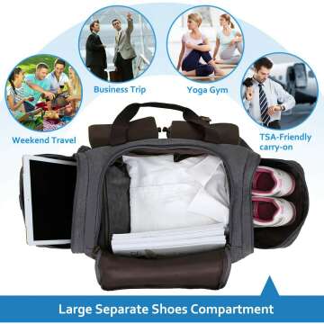 WOWBOX Duffle Bag with Shoe Compartment Grey