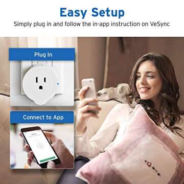 VeSync Smart Plug by Etekcity, 2 Pack Mini WiFi Outlets, Works with Alexa, Google Home & IFTTT, Remote Control from Anywhere, WiFi Energy Monitoring with Schedule Function, No Hub Required, ETL Listed