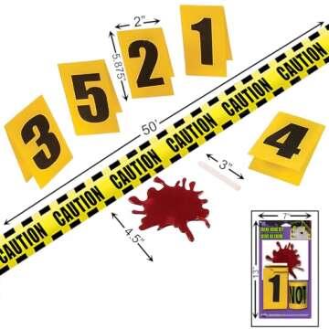 Crime Scene Decorating Kit - 13"x7" ( Pack of 10) - Unleash Your Inner Detective with this Party Decor Set - Perfect for Murder Mystery Soirees & Thrilling Celebrations