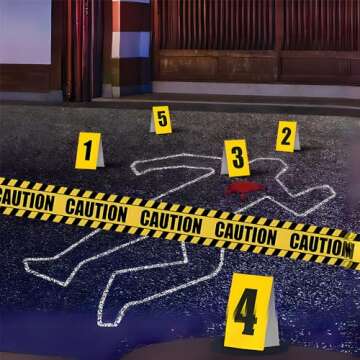 Crime Scene Decorating Kit - 13"x7" ( Pack of 10) - Unleash Your Inner Detective with this Party Decor Set - Perfect for Murder Mystery Soirees & Thrilling Celebrations