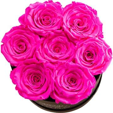 SOHO FLORAL ARTS | Forever Love Box, Genuine Roses that Last for Years | Preserved Flowers | Forever Roses in a Box (Radiant Pink) | Mothers Day Gifts