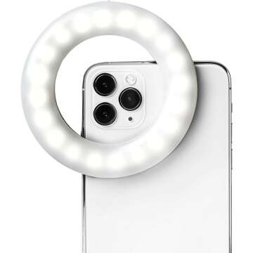 LITTIL Selfie One - Selfie Ring Light for Phone Rechargeable Cell Phone Ring Light Clip On for iPhone, Android, and Laptop Camera | 3 Adjustable Light Modes | Beauty and Influencer