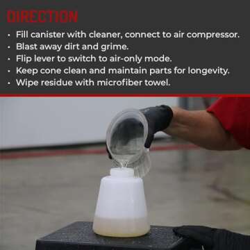 HI-TECH Vortex Cleaning Gun - Quickly Blasts Dirt and Dust from Surface - Works with Air Compressor (Vortex I)