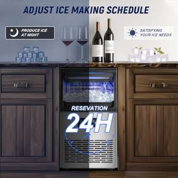 Commercial Ice Maker Machine 100LBS/24H with 20LBS Storage Bin, Gallon Water & Facuet Water Inlet, 36PCS 15" Wide Undercounter/Freestanding Ice Maker Machine for Home Bar Outdoor, Self Cleaning