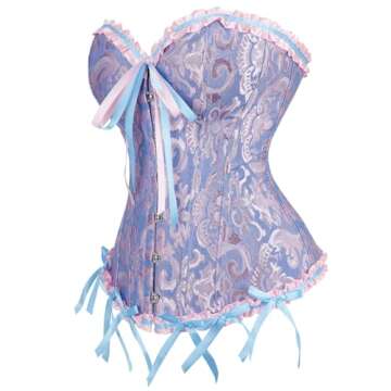 Zhitunemi Blue Corsets Top for Women Corset Bustier Overbust Fairy Costumes Renaissance Corset Blue-XS