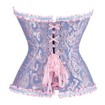 Zhitunemi Blue Corsets Top for Women Corset Bustier Overbust Fairy Costumes Renaissance Corset Blue-XS