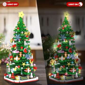 Advent Calendar 2024 Adult Teen Boy Girls Kids Christmas Tree Building Set Toys with Led light, Holiday 24 Days Christmas Countdown Calendars Xmas Tree, Fun Cute Christmas Gifts (1083 PCS)