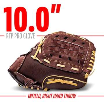 Franklin Sports Baseball Gloves - RTP Pro Baseball Fielding Glove - Infield Glove - 10", Brown