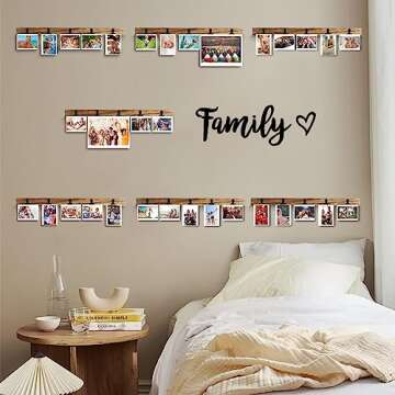 Aiyome 6 Wooden Wall Hanging Photo Frames With 27 Clips, Decorative Collage Picture Frame