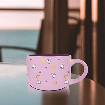 JUST FUNKY Sailor Moon Soup Mug featuring bunnies (Usagi) and gold moons | 12oz Soup Mug | Anime Mug | Collective | Coup Bowl | Officially Licensed | Sailor Moon Merchandise & Official Merch