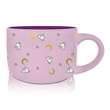 JUST FUNKY Sailor Moon Soup Mug featuring bunnies (Usagi) and gold moons | 12oz Soup Mug | Anime Mug | Collective | Coup Bowl | Officially Licensed | Sailor Moon Merchandise & Official Merch