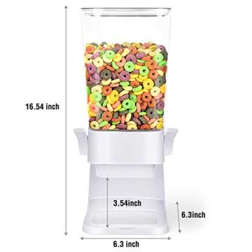 Mivvosakuki Double Cereal Dispenser Countertop Large Cereal Containers Storage Dispenser For Pantry Dry Food Dispenser Countertop Rice Candy Dispenser Machine For Snack,Nuts, Granola(White,2PC)