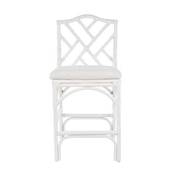 KOUBOO Chippendale Rattan Kitchen Counter Chair, Kitchen Island Seating, Kitchen Furniture, Bohemian Decor, Contemporary Seating, Off White Upholstery, White