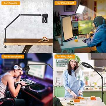 VIJIM LS08 Flexible Overhead Camera Mount Desk Stand, Webcam Stand Microphone Boom Arm Tabletop Photography Videography Live Stream Table clamp Mount