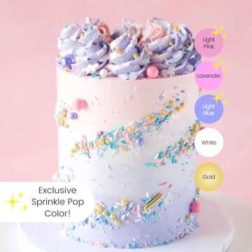 Unicorn Sprinkle Mix| Made In USA By Sprinkle Pop| Pastel Pink Purple Blue White Sprinkles with Unicorn Wafer Paper and Gold Dragees For Decorating Princess Birthday Cakes Cupcakes Donuts Cookies, 2oz