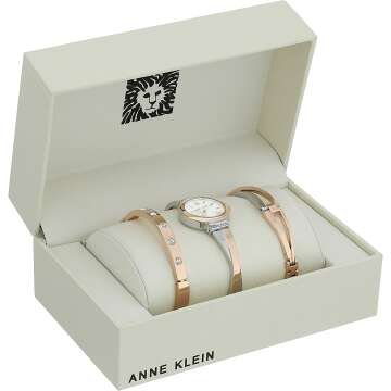 Anne Klein Crystal Bangle Watch Set