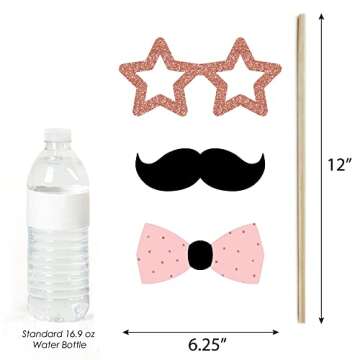 Big Dot of Happiness Rose Gold Happy New Year Party Supplies, 2025 New Year's Eve Photo Booth Props Kit, 2025 New's Years Glasses, New Year's Party Decorations, 20 Count