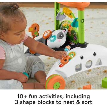 Fisher-Price 2-Sided Panda Walker with Learning Blocks