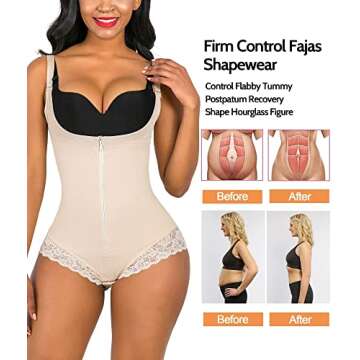 SHAPERX Women's Tummy Control Shapewear Bodysuit