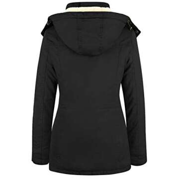 WenVen Women's Slim Fit Sherpa Lined Winter Coat - Stylish and Warm Casual Jacket in Black, Size M