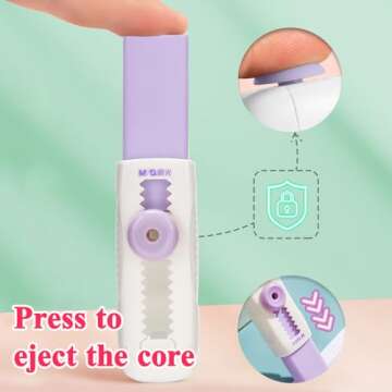 M&G Erasers: Cute Soft Sliding Retractable - 4+1 Pack